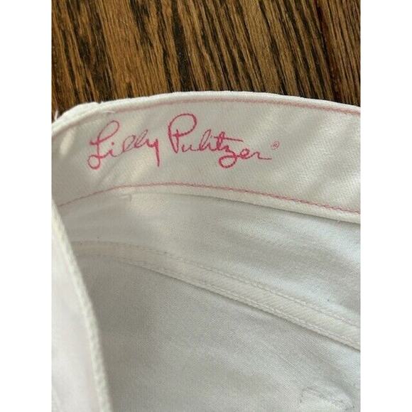 Lilly Pulitzer Main Line Straight Leg Jeans Mid Rise Pockets Denim White Size 4 - Picture 9 of 15